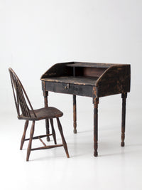 antique primitive painted wood writing desk with cubbies