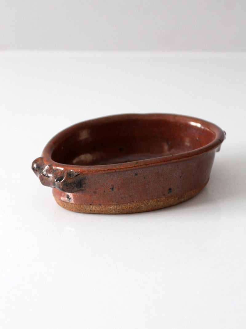 vintage studio pottery oval bowl