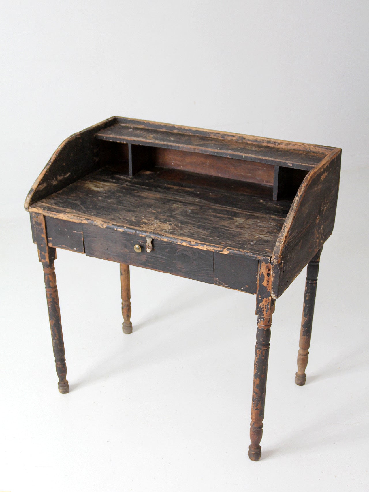 antique primitive painted wood writing desk with cubbies