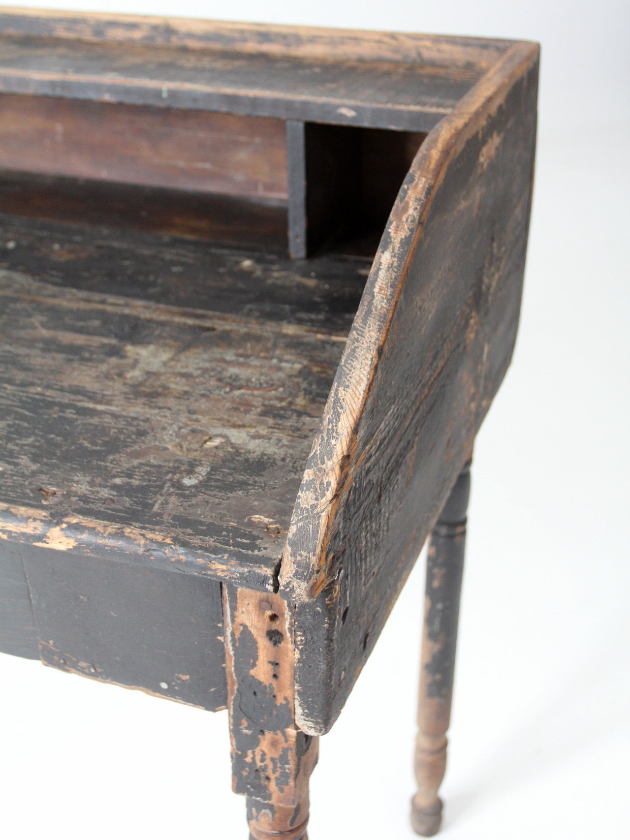 antique primitive painted wood writing desk with cubbies