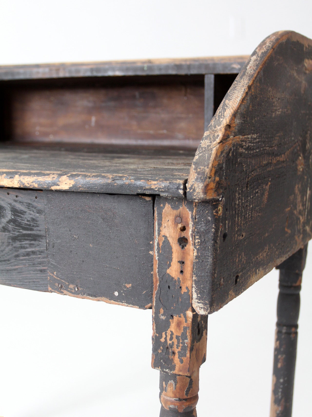 antique primitive painted wood writing desk with cubbies