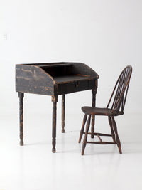 antique primitive painted wood writing desk with cubbies