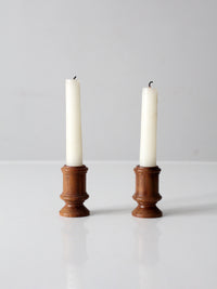 vintage turned candlestick holders pair