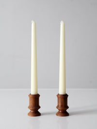 vintage turned candlestick holders pair