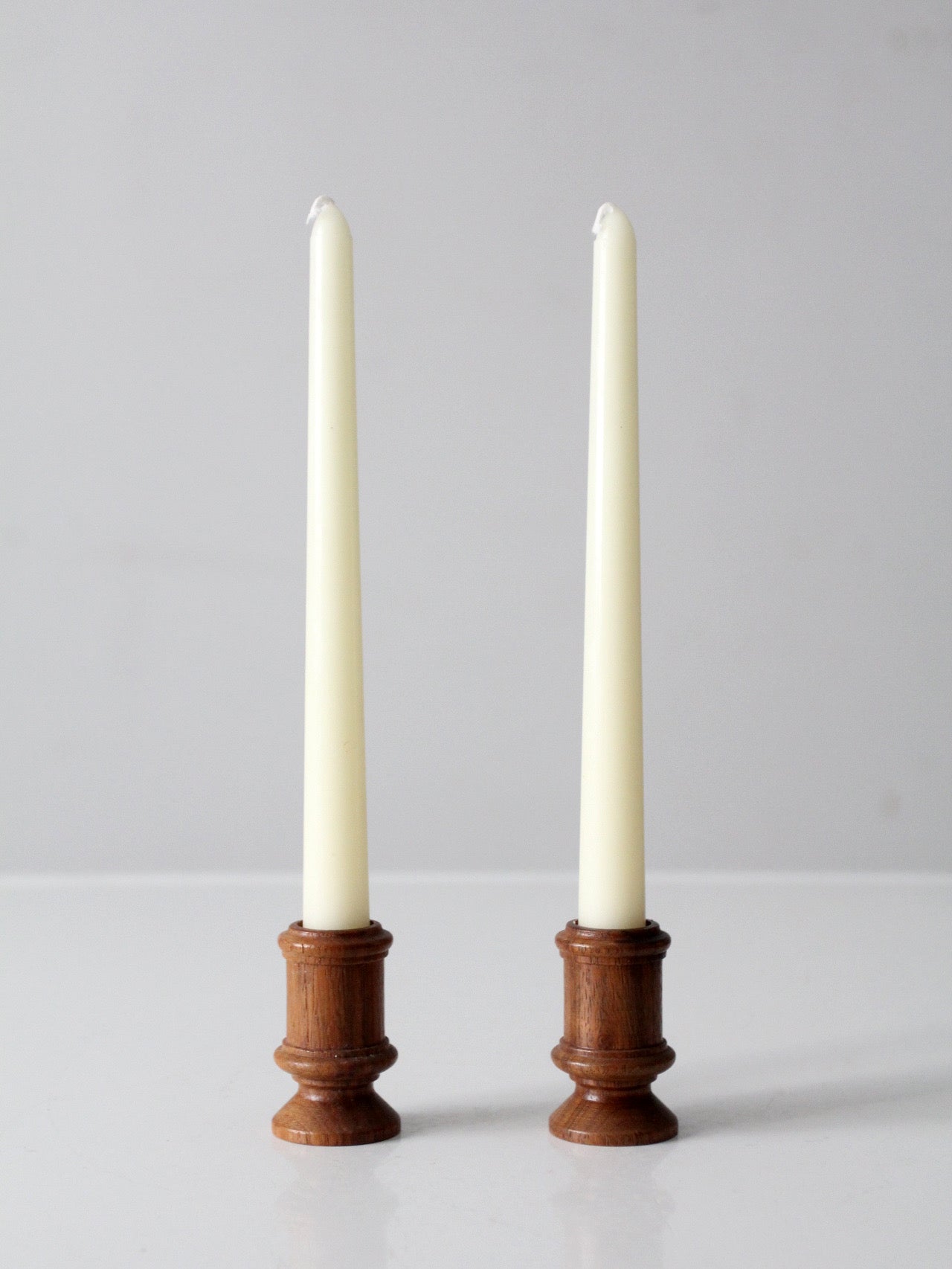 vintage turned candlestick holders pair