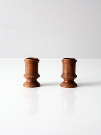 vintage turned candlestick holders pair