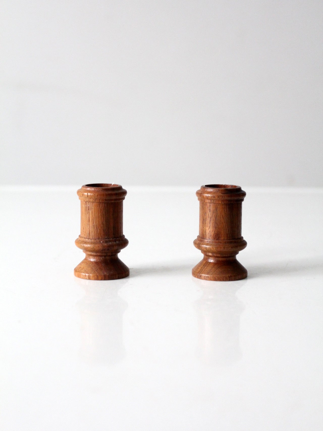 vintage turned candlestick holders pair