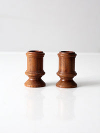 vintage turned candlestick holders pair