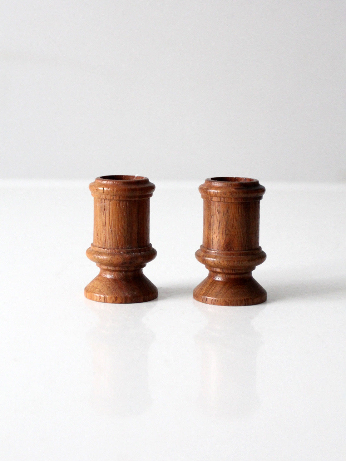vintage turned candlestick holders pair