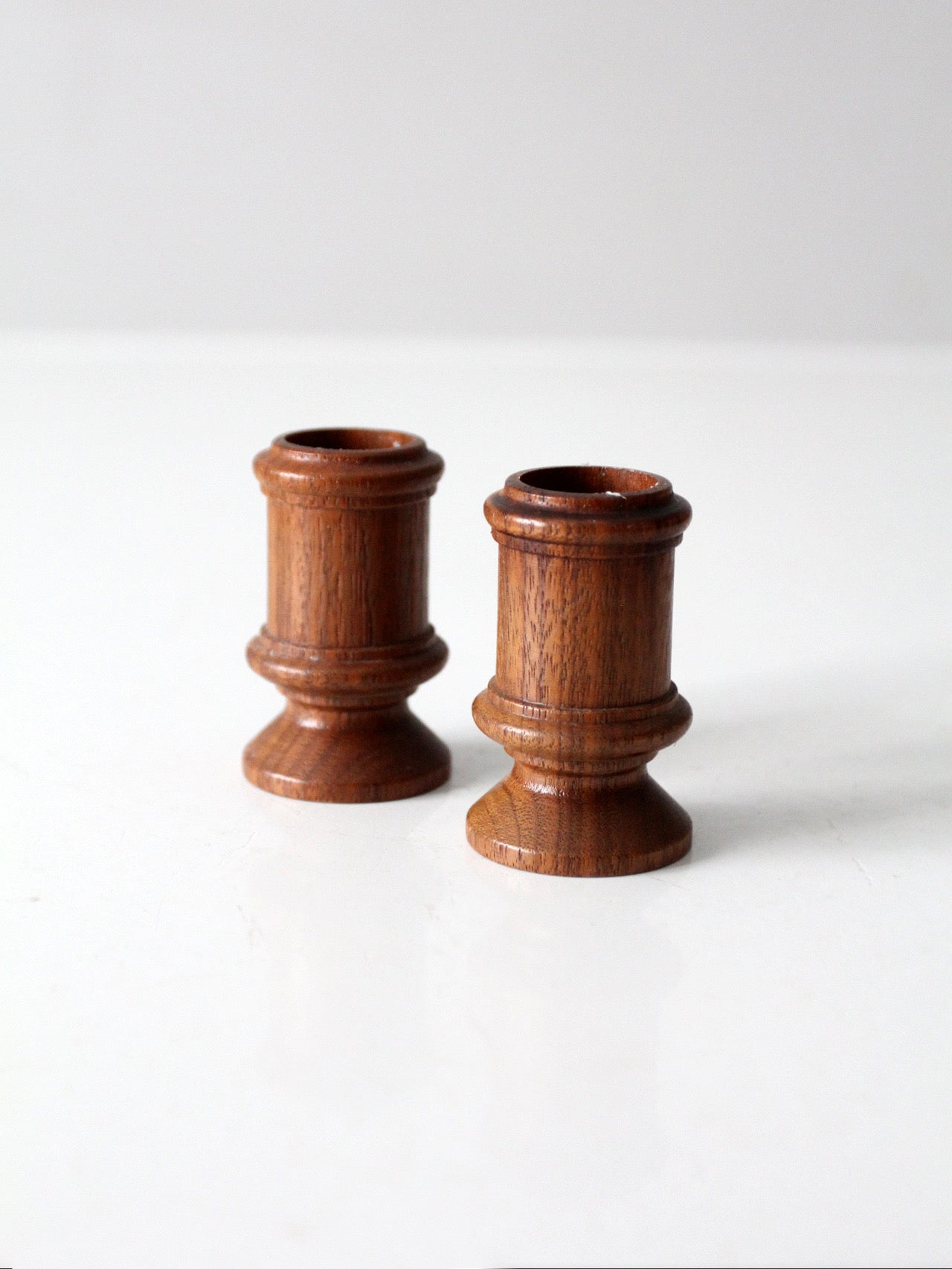 vintage turned candlestick holders pair