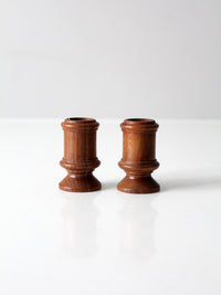 vintage turned candlestick holders pair