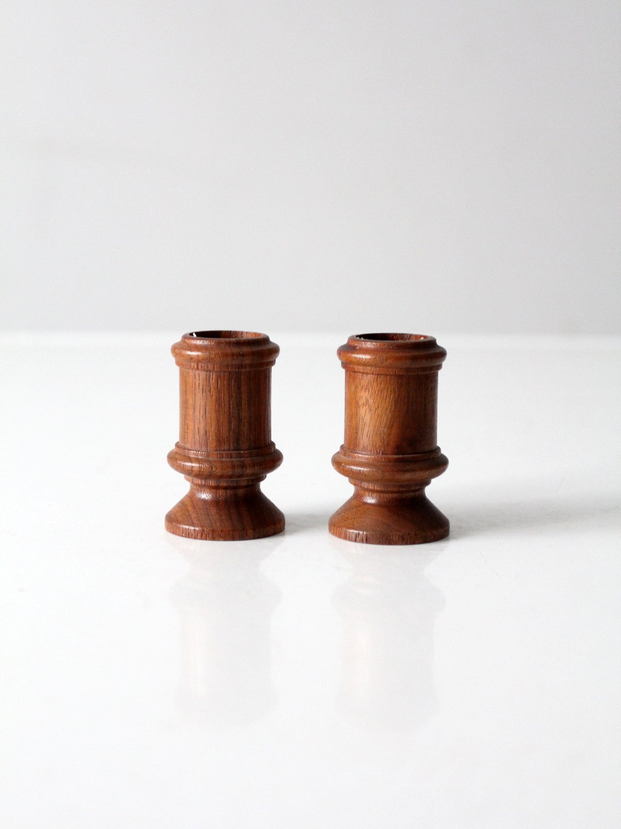 vintage turned candlestick holders pair
