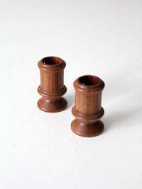 vintage turned candlestick holders pair