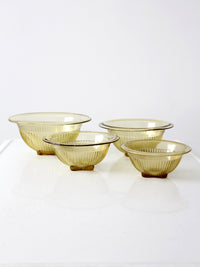 Federal Glass Co. amber ribbed bowls set of 4 | circa 1950s