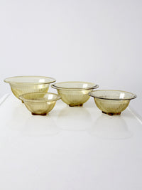 Federal Glass Co. amber ribbed bowls set of 4 | circa 1950s