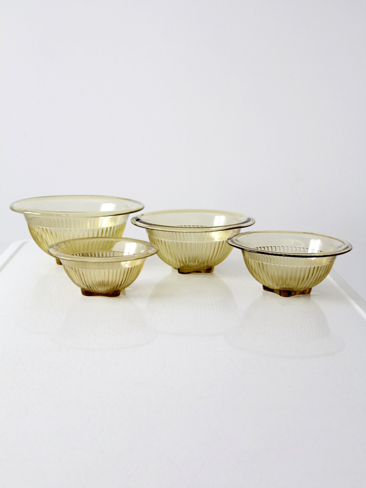 Federal Glass Co. amber ribbed bowls set of 4 | circa 1950s