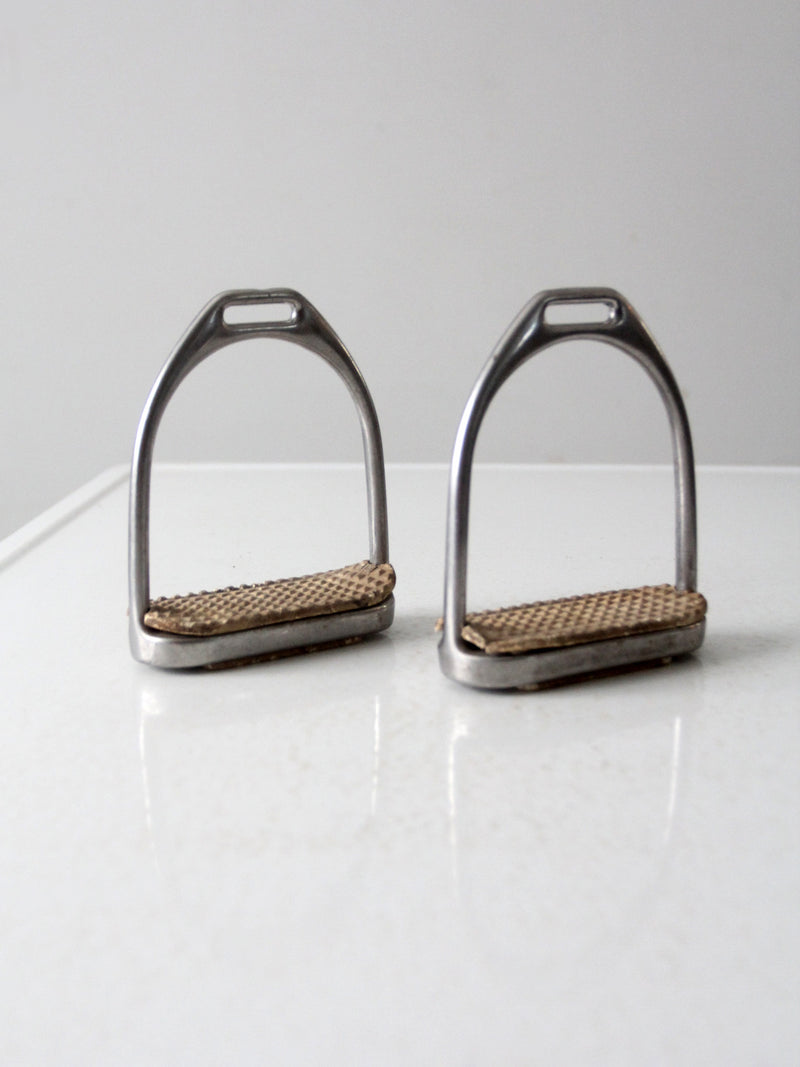 vintage English stirrups pair bookends