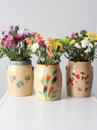 vintage hand-painted American pottery jars set of 3