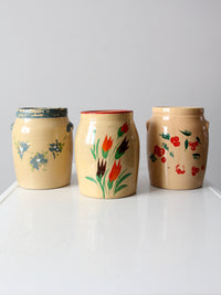 vintage hand-painted American pottery jars set of 3