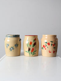 vintage hand-painted American pottery jars set of 3