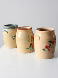 vintage hand-painted American pottery jars set of 3