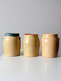 vintage hand-painted American pottery jars set of 3