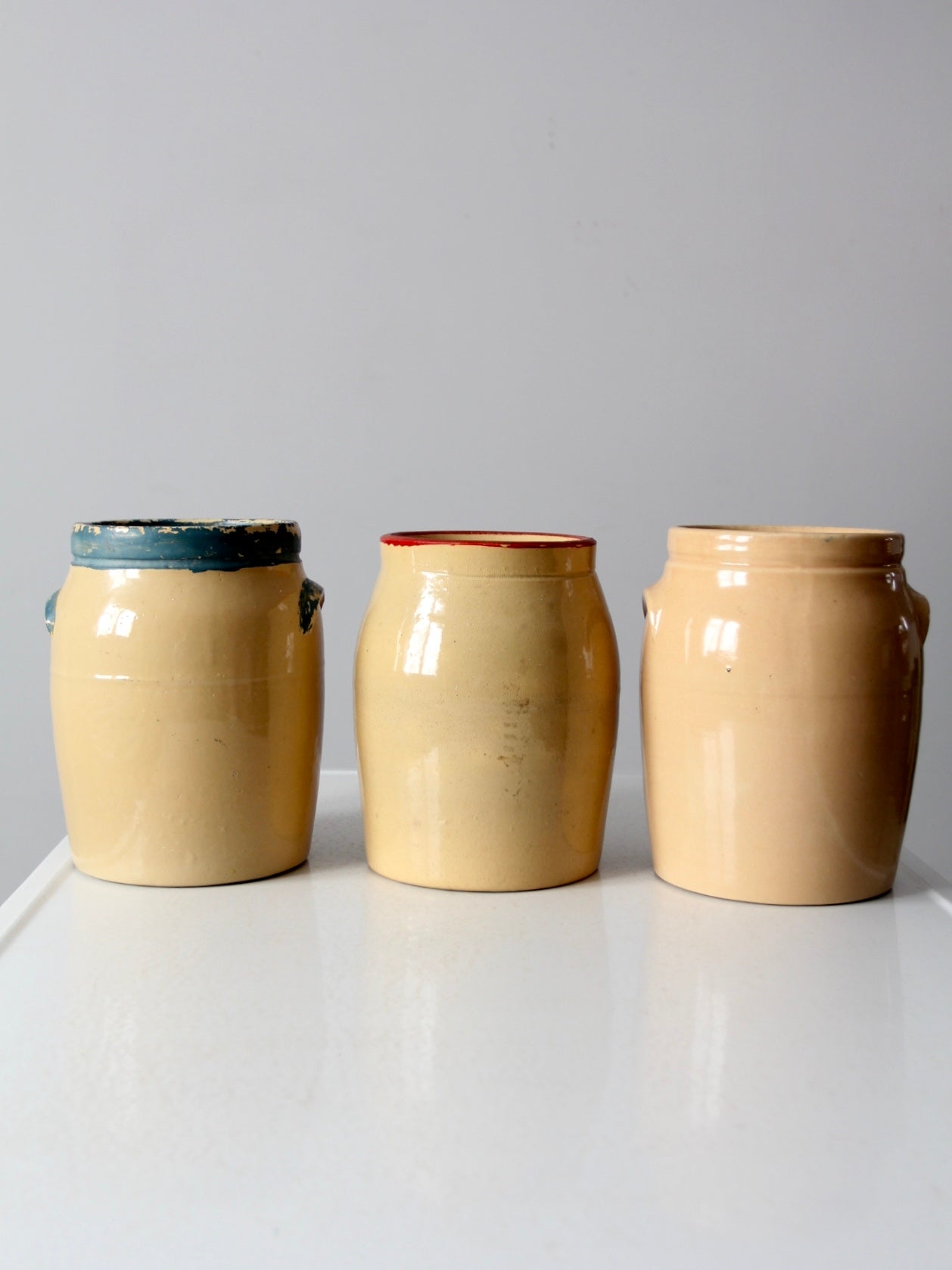 vintage hand-painted American pottery jars set of 3