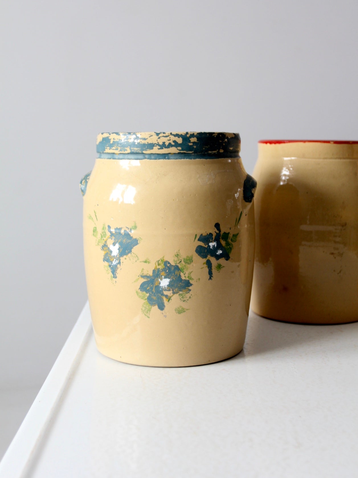vintage hand-painted American pottery jars set of 3