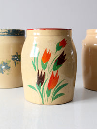 vintage hand-painted American pottery jars set of 3