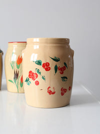 vintage hand-painted American pottery jars set of 3
