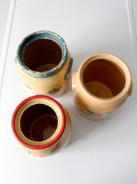 vintage hand-painted American pottery jars set of 3