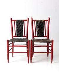 antique woven seat chairs pair