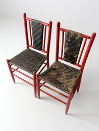 antique woven seat chairs pair