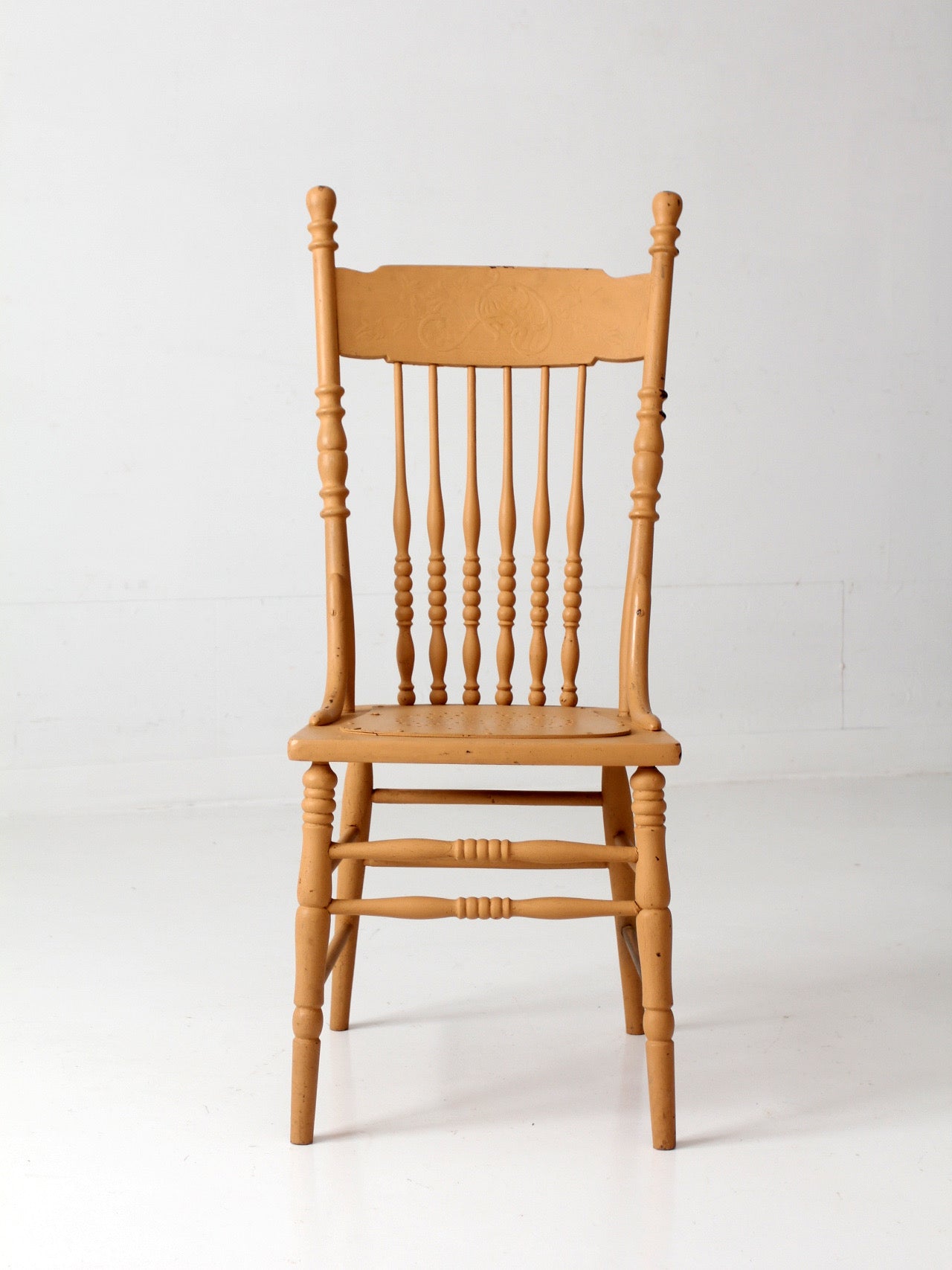 antique painted pressback spindle chair