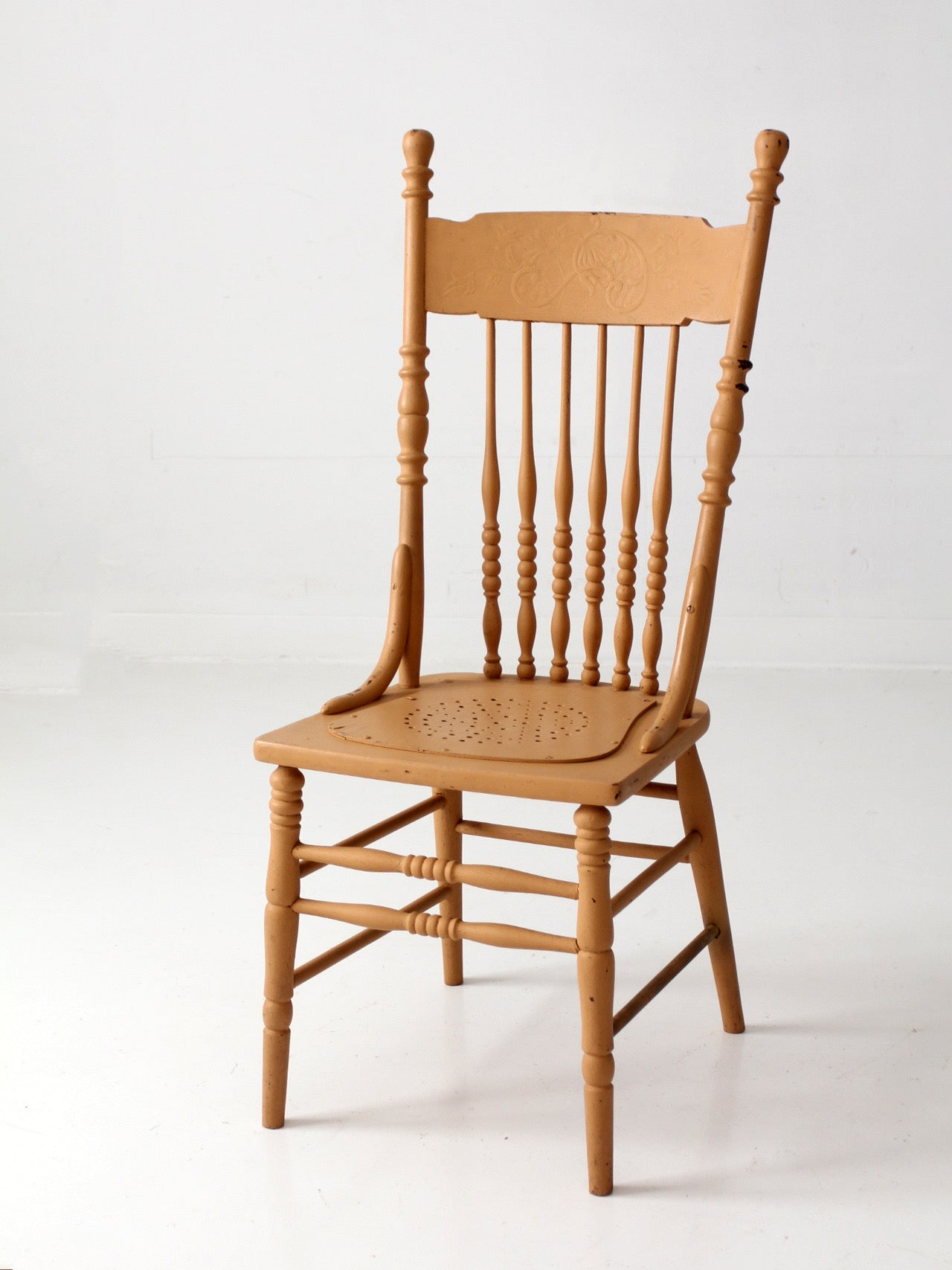 antique painted pressback spindle chair