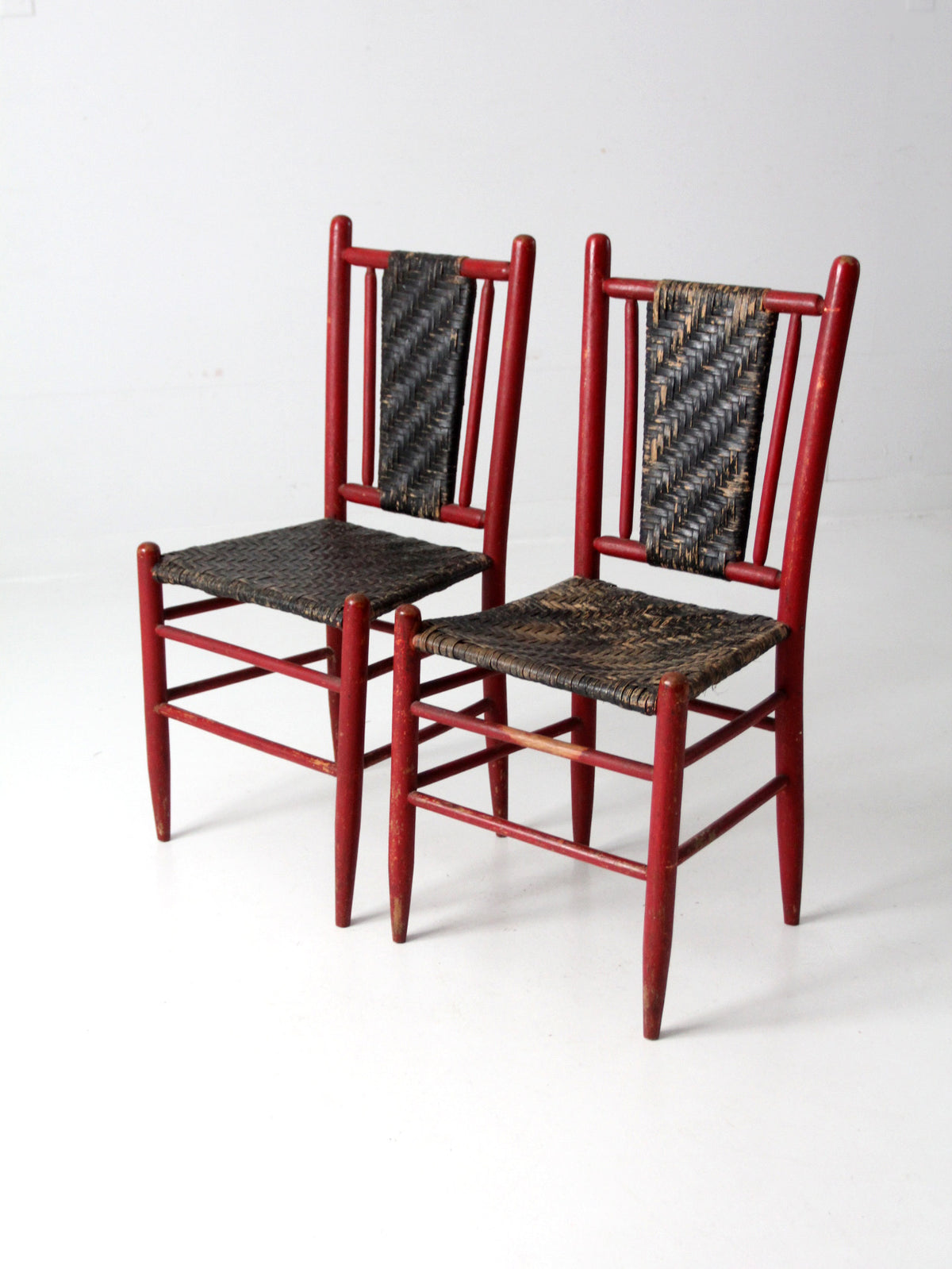 antique woven seat chairs pair