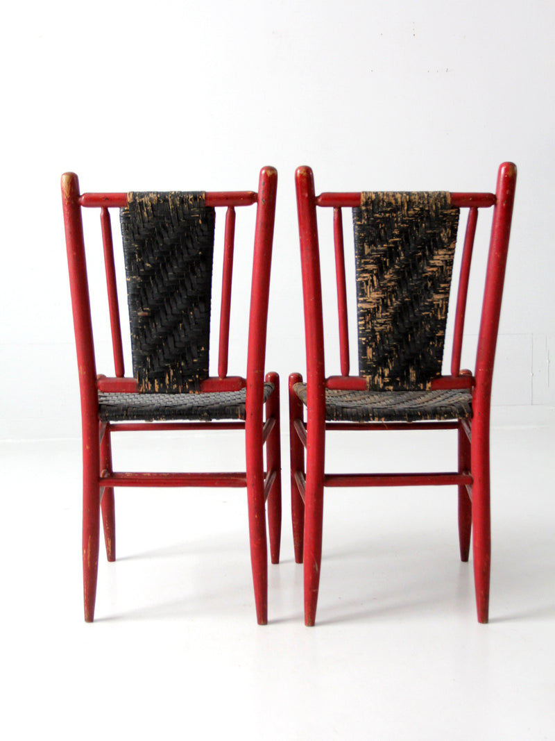 antique woven seat chairs pair