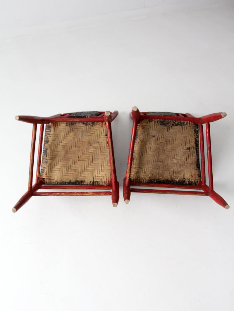 antique woven seat chairs pair