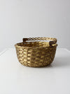vintage solid brass woven basket