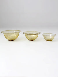 vintage yellow Depression glass mixing bowls | set of 3