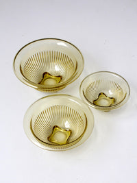 vintage yellow Depression glass mixing bowls | set of 3