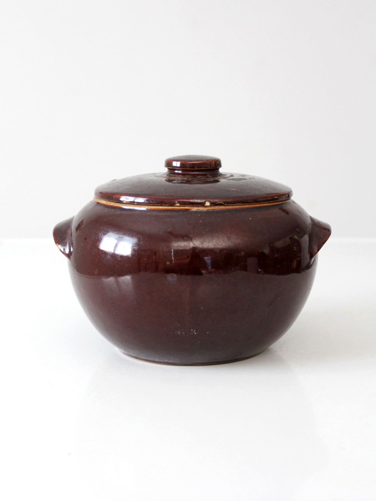vintage USA pottery covered bowl