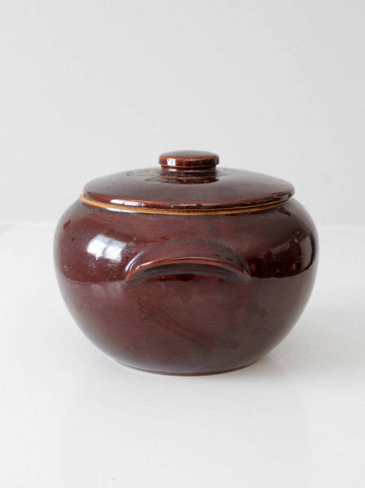 vintage USA pottery covered bowl