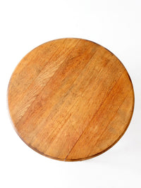 vintage round wood coffee table with turned legs