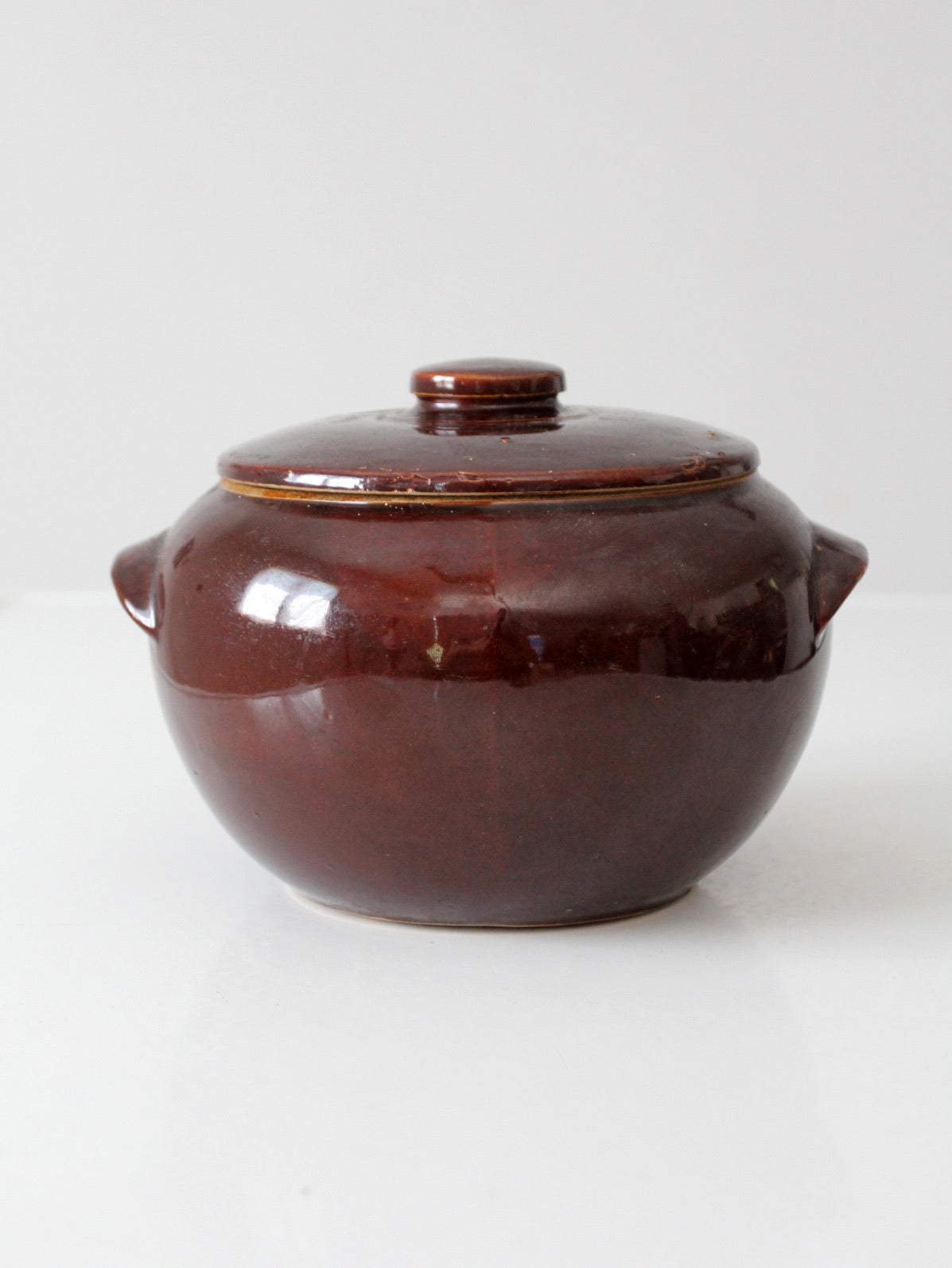 vintage USA pottery covered bowl