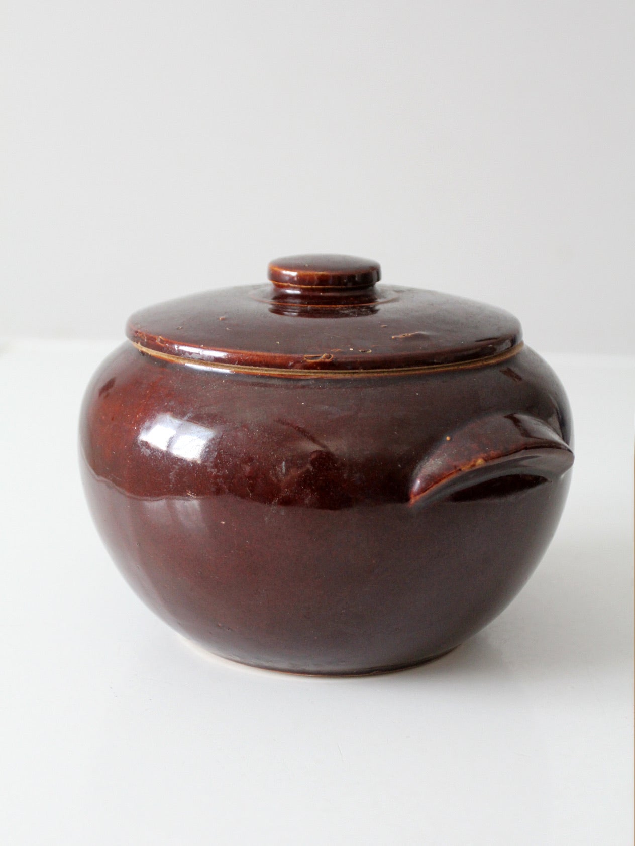 vintage USA pottery covered bowl