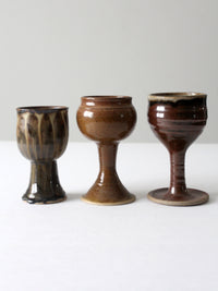 vintage studio pottery chalice set of 3