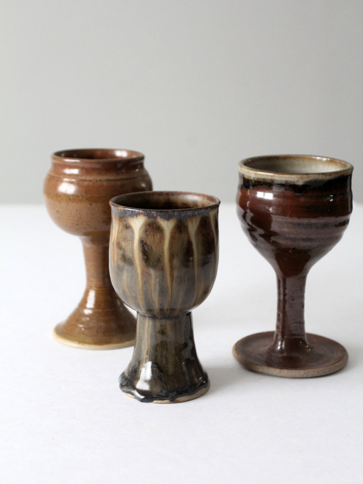 vintage studio pottery chalice set of 3