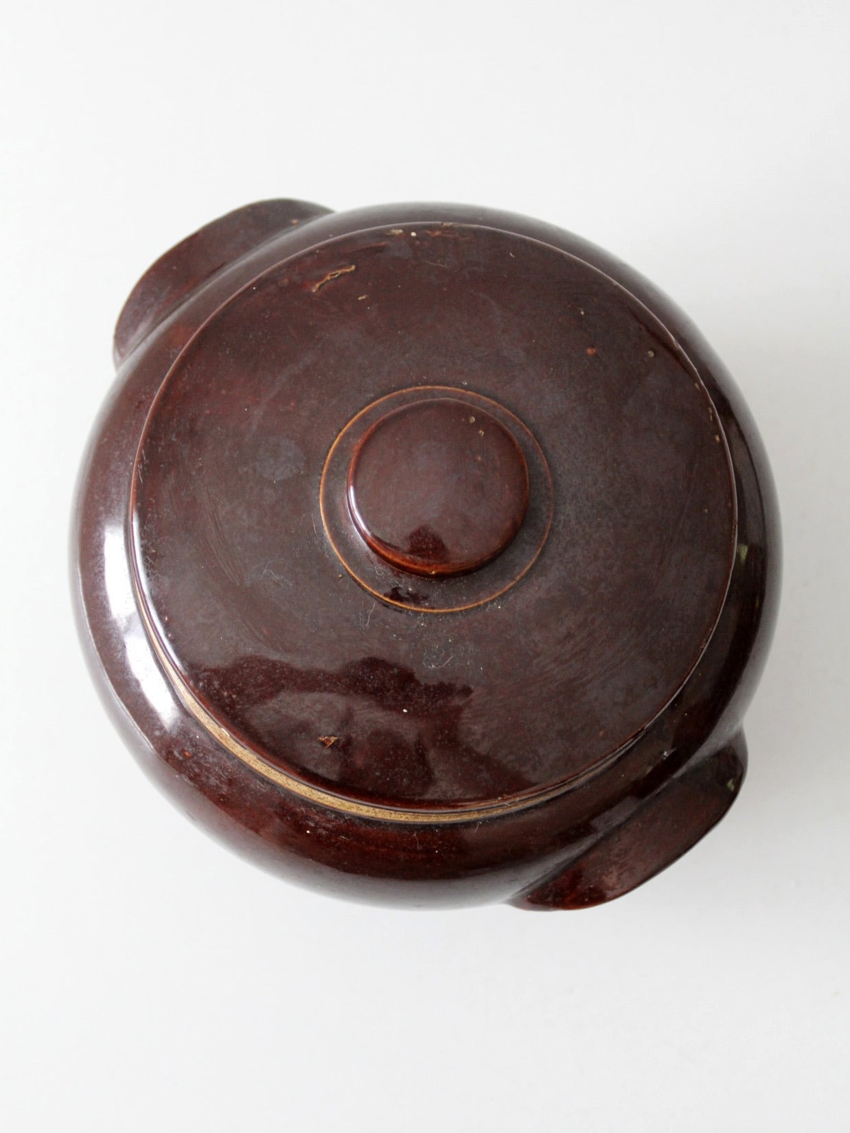 vintage USA pottery covered bowl