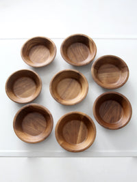 mid century walnut salad bowl set of 8